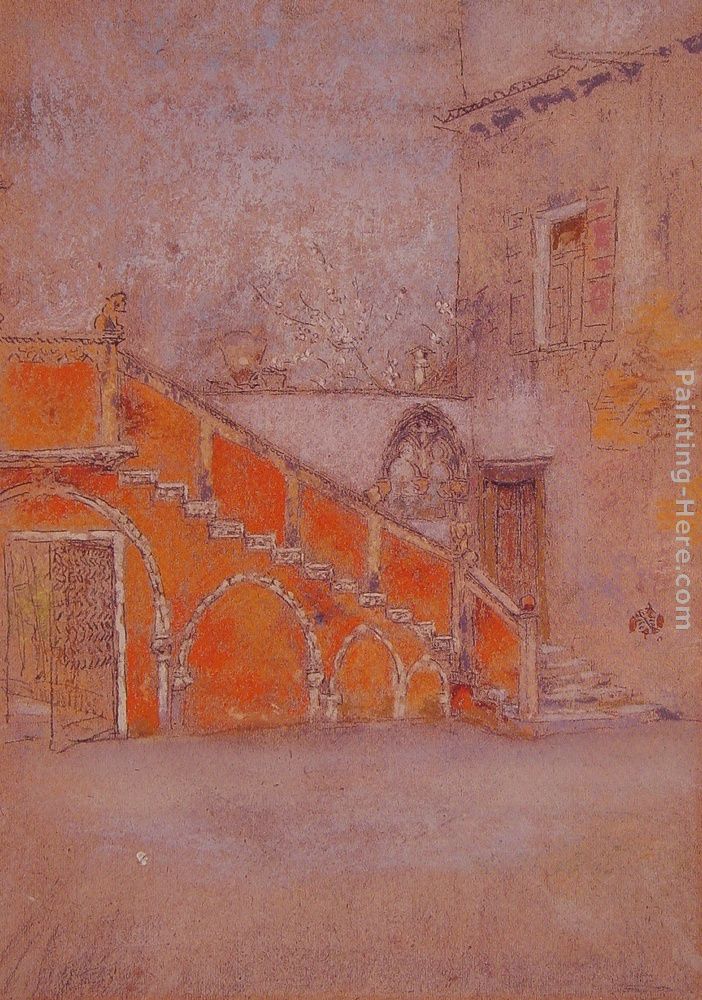 The Staircase Note in Red painting - James Abbott McNeill Whistler The Staircase Note in Red art painting